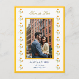 Waterverf Marigold Photo Save the Date Aankondigingskaart