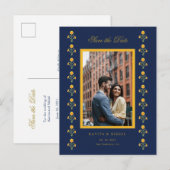 Waterverf Marigold Photo Save the Date Aankondigingskaart (Voorkant / Achterkant)