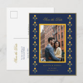 Waterverf Marigold Photo Save the Date Aankondigingskaart (Voorkant / Achterkant)