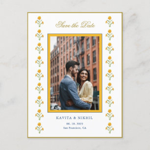 Waterverf Marigold Photo Save the Date Aankondigingskaart