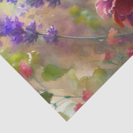 Waterverf Marigolds Lavendel Garden Decoupage Tissuepapier (Detail)