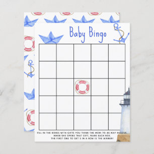 Waterverf Marine - Baby shower Bingo spel