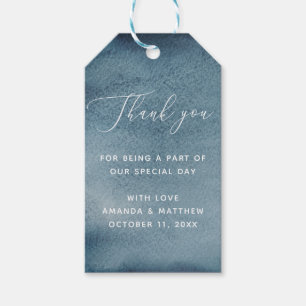 Waterverf marine blauw nautische bruiloft dank u cadeaulabel