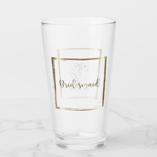 Waterverf marine & Blush Bridesmaid Glas (Voorkant)