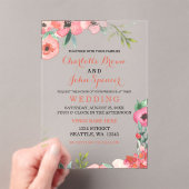 Waterverf marine Blush Floral Elegant Wedding Acryl Uitnodigingen (Insitu (Draagbaar))