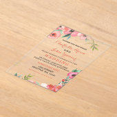 Waterverf marine Blush Floral Elegant Wedding Acryl Uitnodigingen (Laagn)