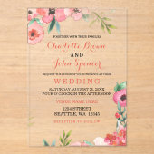 Waterverf marine Blush Floral Elegant Wedding Acryl Uitnodigingen (Voorkant)