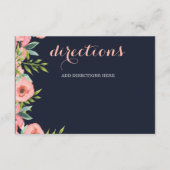 Waterverf marine Blush Floral Elegant Wedding Informatiekaartje (Voorkant)