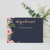 Waterverf marine Blush Floral Elegant Wedding Informatiekaartje (Staand voorkant)