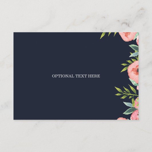 Waterverf marine Blush Floral Elegant Wedding Informatiekaartje (Achterkant)