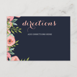 Waterverf marine Blush Floral Elegant Wedding Informatiekaartje