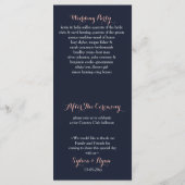Waterverf marine Blush Floral Elegant Wedding Programmakaart (Achterkant)