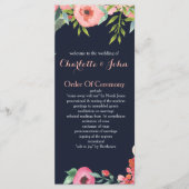 Waterverf marine Blush Floral Elegant Wedding Programmakaart (Voorkant)