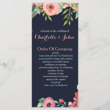 Waterverf marine Blush Floral Elegant Wedding
