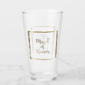 Waterverf marine & Blush Maid of Honor Glas (Voorkant)