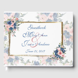 Waterverf marine & Blush Wedding Gastenboek