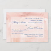 Waterverf marine & Blush Wedding Kaart (Achterkant)