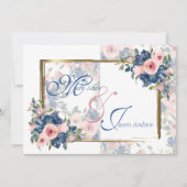 Waterverf marine & Blush Wedding Kaart (Voorkant)