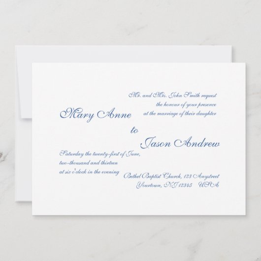 Waterverf marine & Blush Wedding Kaart (Achterkant)