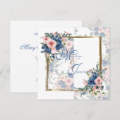 Waterverf marine & Blush Wedding Kaart (Voorkant / Achterkant)