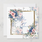 Waterverf marine & Blush Wedding Kaart (Voorkant)