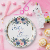 Waterverf marine & Blush Wedding Papieren Bordje (Feest)