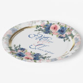 Waterverf marine & Blush Wedding Papieren Bordje (Gekanteld)