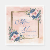 Waterverf marine & Blush Wedding Servet (Voorkant)