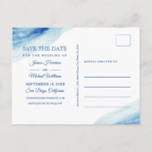 Waterverf marine Deep Blue Photo Save the Date Uitnodiging Briefkaart (Achterkant)