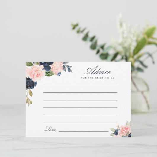 waterverf marine en blozen advieskaart (Staand voorkant)