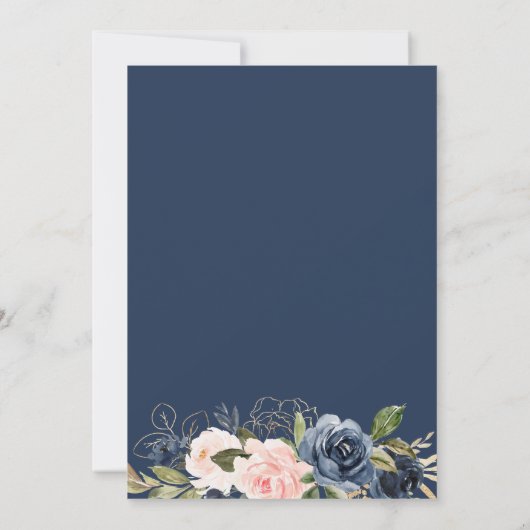 waterverf marine en blozen bruiloft kaart (Achterkant)