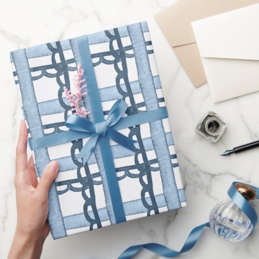 Waterverf Marine en Blue Plaid Cadeaupapier (Geschenken)