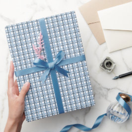 Waterverf Marine en Blue Plaid Cadeaupapier