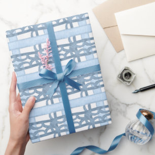 Waterverf Marine en Blue Plaid Cadeaupapier
