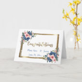 Waterverf marine en blush bruiloft kaart (Gele Bloem)