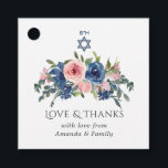 Waterverf marine en Blush Floral Bat Mitzvah Bedankjes Labels<br><div class="desc">Trendy blush roze en navy blue floral bat mitzvah gunt tags die aanpasbaar zijn aan de specificaties van uw gebeurtenis.</div>