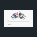 Waterverf marine en Blush Floral Bat Mitzvah Plaatskaartje<br><div class="desc">Trendy blush roze en marinesblauwe vleermuis mitzvah plaatskaarten die op uw evenement kunnen worden afgestemd.</div>