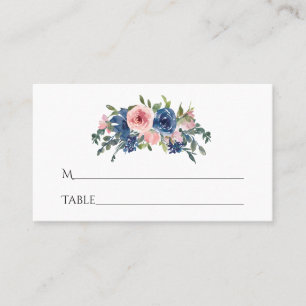 Waterverf marine en Blush Floral Bat Mitzvah Plaatskaartje