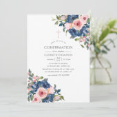 Waterverf marine en blush Floral bevestiging Kaart (Staand voorkant)
