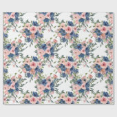Waterverf marine en Blush Floral Cadeaupapier (Vlak)