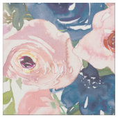 Waterverf marine en Blush Floral Stof (Close Up)