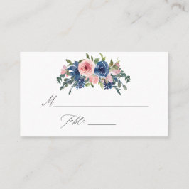 Waterverf marine en blush Floral Wedding Plaatskaartje
