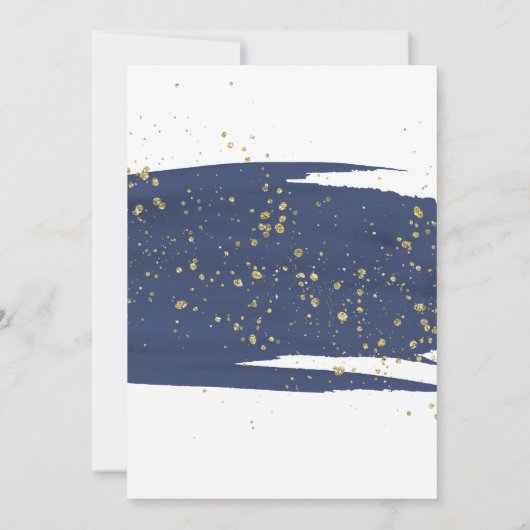 Waterverf marine en Gold Sparkle Lingerie Shower Kaart (Achterkant)