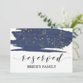 Waterverf marine en gouden bruiloft gereserveerd t kaart (Staand voorkant)