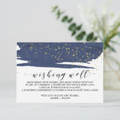 Waterverf marine en gouden bruiloft goed informatiekaartje (Staand voorkant)