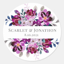 Waterverf marine en Paarse Floral Wedding