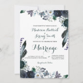 Waterverf marine Floral Wedding Invitation Kaart (Voorkant)