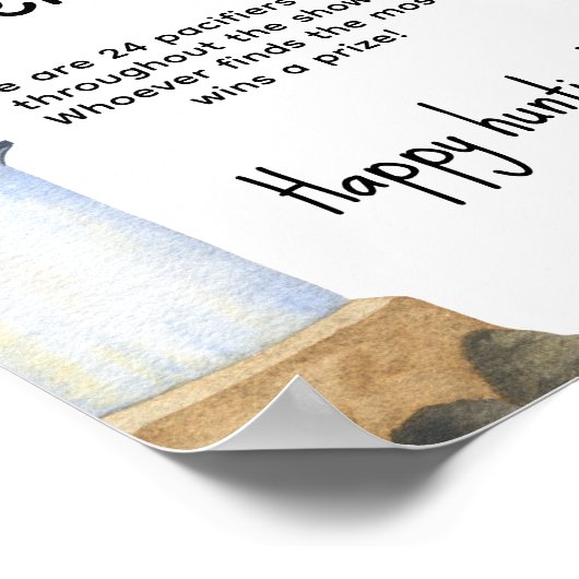 Waterverf marine - Fopspeen jacht spel baby shower Poster (Hoek)