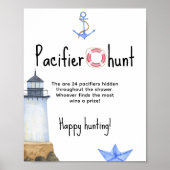 Waterverf marine - Fopspeen jacht spel baby shower Poster (Voorkant)