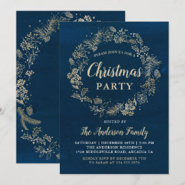 Waterverf marine Gold Wreate kerstparty Kaart